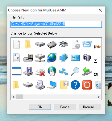 Choose New Icon for Auto Mouse Mover displaying Automatic Mouse Movements Status